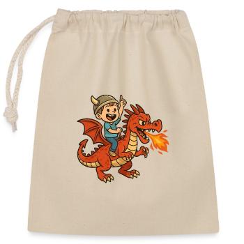 Petit viking sur dragon - Sac cadeau en coton avec cordon (25 x 30 cm) - nature - Devant