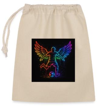 Neon Wings Soccer Player Design - Closable cotton gift bag (25x30cm) - nature - Front