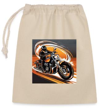 Motorradfahrer im Dynamik - Stil - Biker Kunstdesi - Verschließbarer Geschenkbeutel aus Baumwolle (25x30cm) - Natur - Vorne