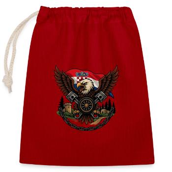 Croatian Imperial Crusader Eagle - Closable cotton gift bag (25x30cm) - red - Front