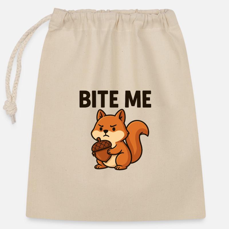 Artsy Squirrel with Bold Message - Verschließbarer Geschenkbeutel aus Baumwolle (25x30cm) - Natur