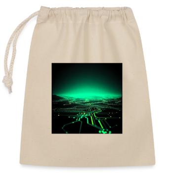 Neon Tech City Skyline - Sac cadeau en coton avec cordon (25 x 30 cm) - nature - Devant