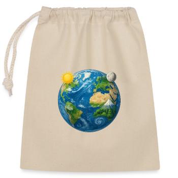Erde - Earth - Planet Erde Universum - Verschließbarer Geschenkbeutel aus Baumwolle (25x30cm) - Natur - Vorne
