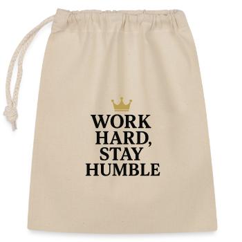 Motivational quote with crown - Closable cotton gift bag (25x30cm) - nature - Front
