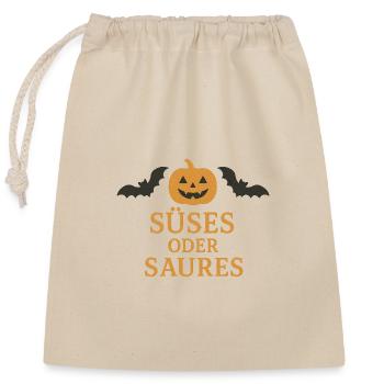 Halloween pumpkin design with bats - Closable cotton gift bag (25x30cm) - nature - Front