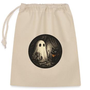 Haunted Night Cat Magic Illustration - Closable cotton gift bag (25x30cm) - nature - Front