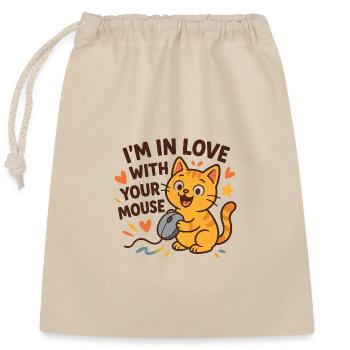 Lovely cat in love with mouse - Sac cadeau en coton avec cordon (25 x 30 cm) - nature - Devant