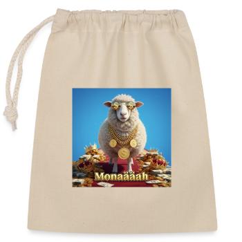 Bling Sheep with Coin Chains - Closable cotton gift bag (25x30cm) - nature - Front