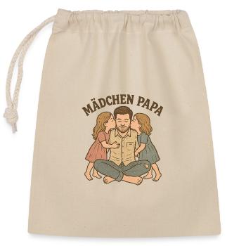 Fatherly love with two daughters - Closable cotton gift bag (25x30cm) - nature - Front