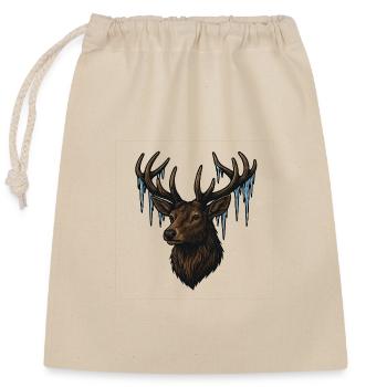 Icy Deer Head - Closable cotton gift bag (25x30cm) - nature - Front