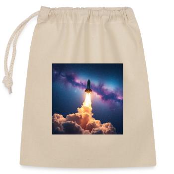 Raketensprung durch Nebelgalaxie - Verschließbarer Geschenkbeutel aus Baumwolle (25x30cm) - Natur - Vorne