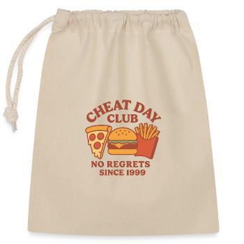 Cheat Day Club – Lustiges Retro Food Design - Verschließbarer Geschenkbeutel aus Baumwolle (25x30cm) - Natur - Vorne