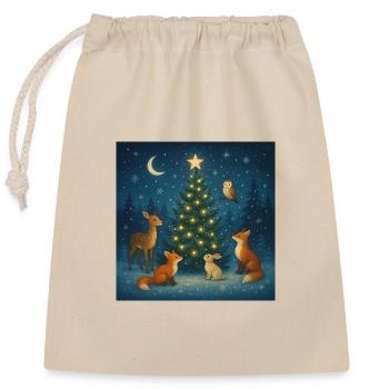 Winterwald Tierkreis am Baum - Verschließbarer Geschenkbeutel aus Baumwolle (25x30cm) - Natur - Vorne