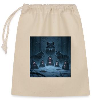 Bois runique des loups - Sac cadeau en coton avec cordon (25 x 30 cm) - nature - Devant