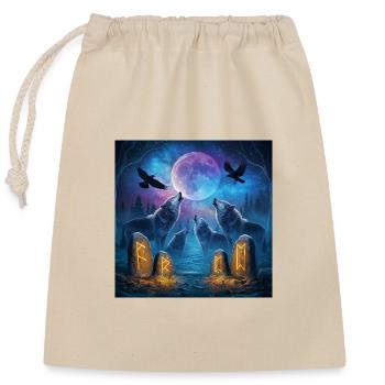 La nuit des loups au clair de lune - Sac cadeau en coton avec cordon (25 x 30 cm) - nature - Devant