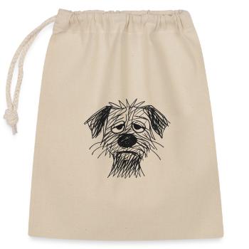 Sketch Dog Portrait Exhausted - Closable cotton gift bag (25x30cm) - nature - Front