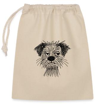 Sketch Dog Portrait Muffle - Closable cotton gift bag (25x30cm) - nature - Front