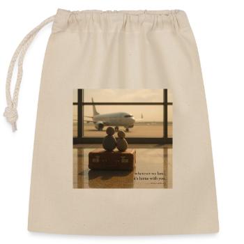 Homebound Hearts at the Terminal - Closable cotton gift bag (25x30cm) - nature - Front
