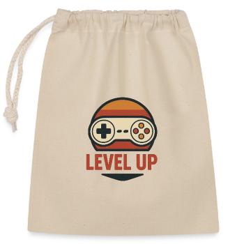 Level Up Retro Controller Grafik - Verschließbarer Geschenkbeutel aus Baumwolle (25x30cm) - Natur - Vorne