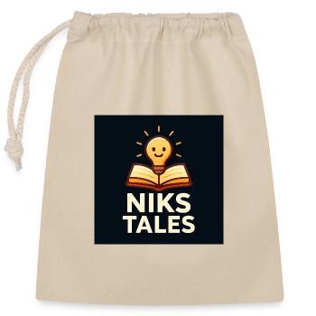 Niks Tales Lightbook - Verschließbarer Geschenkbeutel aus Baumwolle (25x30cm) - Natur - Vorne