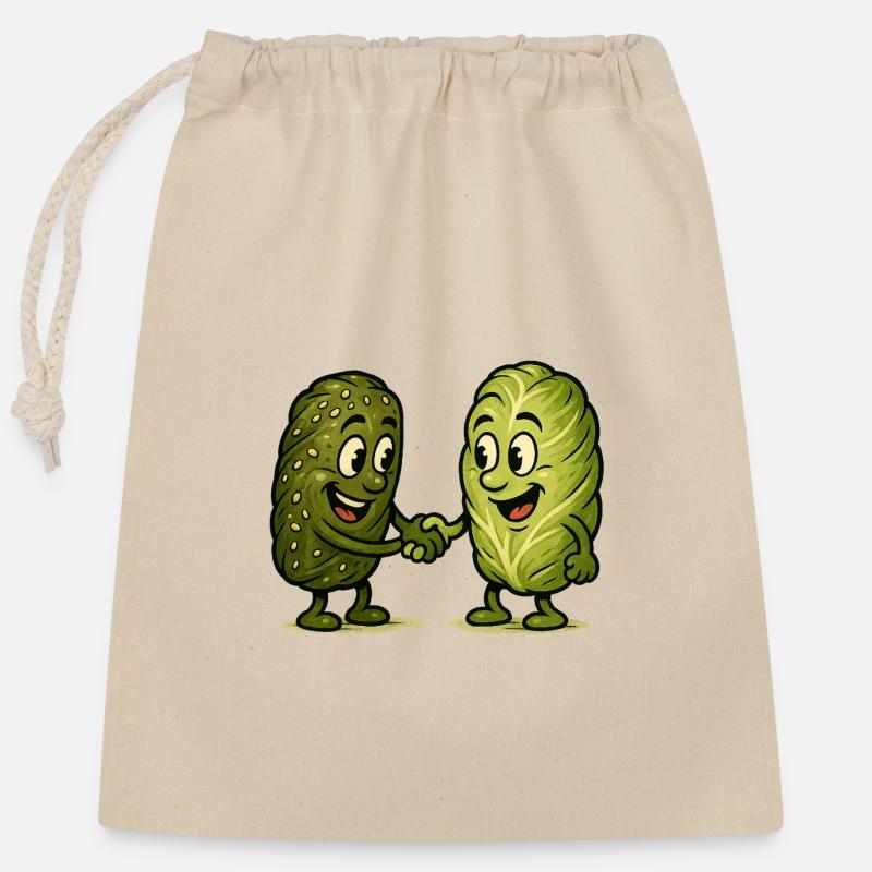 Poignée de main entre Dolma et Golubzi - Sac cadeau en coton avec cordon (25 x 30 cm) - nature