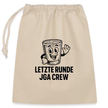 Letzte Runde JGA Crew - Verschließbarer Geschenkbeutel aus Baumwolle (25x30cm) - Natur - Vorne