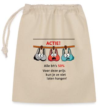 Action Hanging Peppers Cartoon - Verschließbarer Geschenkbeutel aus Baumwolle (25x30cm) - Natur - Vorne