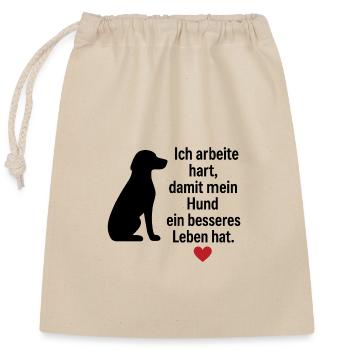 lustiges-hundeshirt-ich-arbeite-hart-hund.png - Verschließbarer Geschenkbeutel aus Baumwolle (25x30cm) - Natur - Vorne