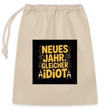 Nouvelle année, même idiot - Sac cadeau en coton avec cordon (25 x 30 cm) - nature - Devant