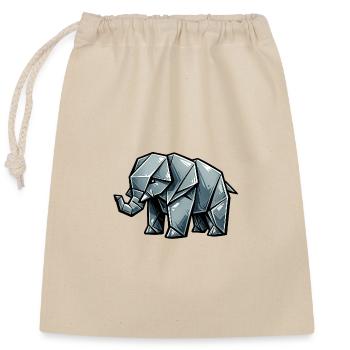 Origami Elefant Metallisch - Verschließbarer Geschenkbeutel aus Baumwolle (25x30cm) - Natur - Vorne