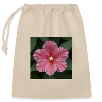 Rosa Hibiskusblüte Nahaufnahme - Verschließbarer Geschenkbeutel aus Baumwolle (25x30cm) - Natur - Vorne