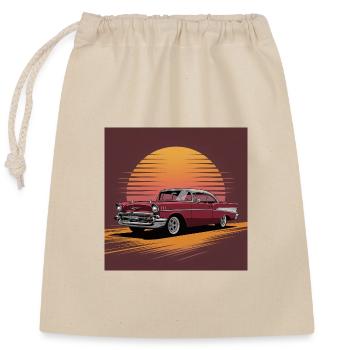 Sunset Drive Classic Car - Verschließbarer Geschenkbeutel aus Baumwolle (25x30cm) - Natur - Vorne