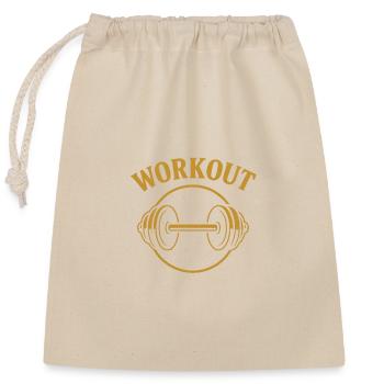 Golden Dumbbell Workout - Closable cotton gift bag (25x30cm) - nature - Front