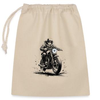 Jugendlicher auf modernem Café Racer - Verschließbarer Geschenkbeutel aus Baumwolle (25x30cm) - Natur - Vorne