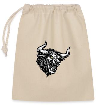Angry Bull Head – Aggressive Bull Logo - Closable cotton gift bag (25x30cm) - nature - Front