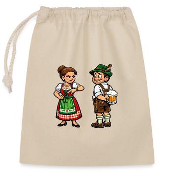 Marital Humor Chef & Beer - Closable cotton gift bag (25x30cm) - nature - Front