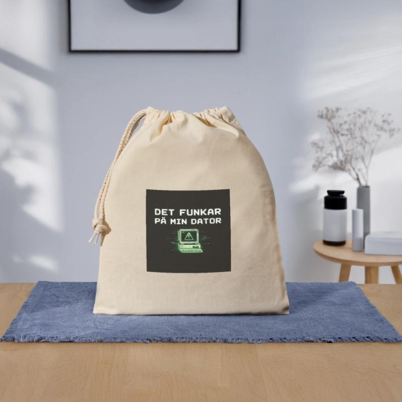 Develops humor – it works on my computer Closable cotton gift bag (25x30cm)