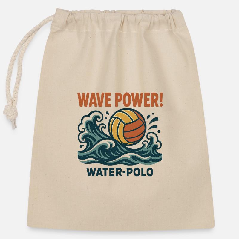 Wave Power Wasserpolo - Verschließbarer Geschenkbeutel aus Baumwolle (25x30cm) - Natur