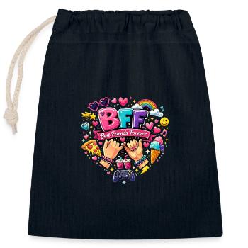 BFF Best Friends Forever - Closable cotton gift bag (25x30cm) - navy - Front