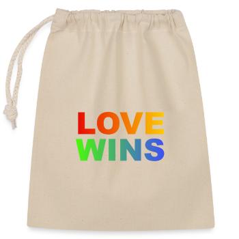Love Wins Regenbogen  - Verschließbarer Geschenkbeutel aus Baumwolle (25x30cm) - Natur - Vorne