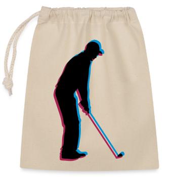 3D Silhouette Golf - Verschließbarer Geschenkbeutel aus Baumwolle (25x30cm) - Natur - Vorne