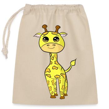 Bébé girafe - Sac cadeau en coton avec cordon (25 x 30 cm) - nature - Devant