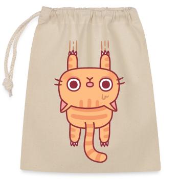 Funny Tabby Cat Hanging On With Claws - Closable cotton gift bag (25x30cm) - nature - Front