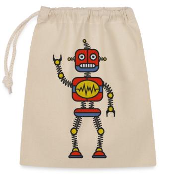 Robot - Closable cotton gift bag (25x30cm) - nature - Front