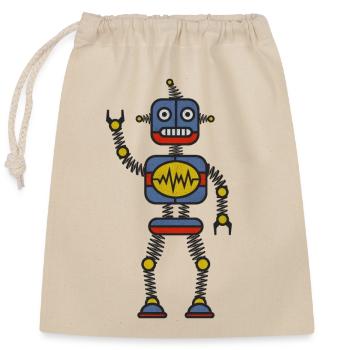 Roboter - Verschließbarer Geschenkbeutel aus Baumwolle (25x30cm) - Natur - Vorne