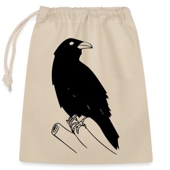 crow - Closable cotton gift bag (25x30cm) - nature - Front