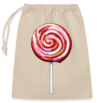 Lutscher / Lolli Pop / Süßigkeit / schlecken / süß - Verschließbarer Geschenkbeutel aus Baumwolle (25x30cm) - Natur - Vorne