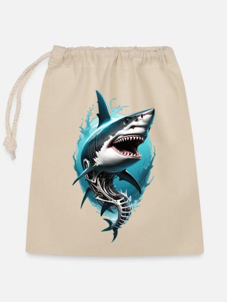 shark attack - Verschließbarer Geschenkbeutel aus Baumwolle (25x30cm) - Natur