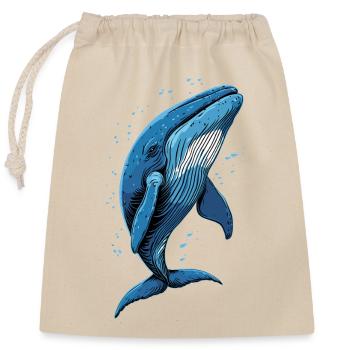Baleine bleue Baleine Baleines bleues Baleines Chant Baleine Plongeur Baleines Océan - Sac cadeau en coton avec cordon (25 x 30 cm) - nature - Devant