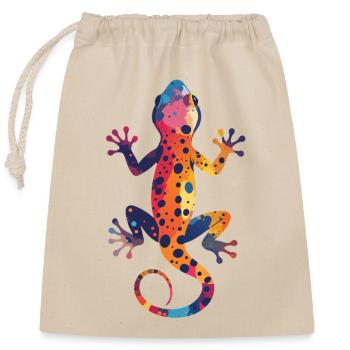 Gecko Color Play Splash Colorful Lizard Art - Closable cotton gift bag (25x30cm) - nature - Front